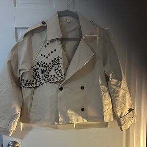 Catherine Malandrino Tan Trench Coat with Black Detailing